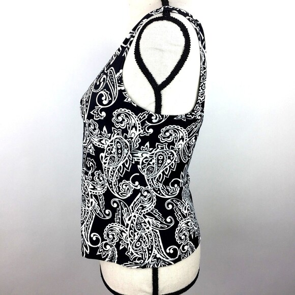 Jantzen Classics Swim Top Women No Size Tag S-M Paisley B&W - Picture 2 of 6